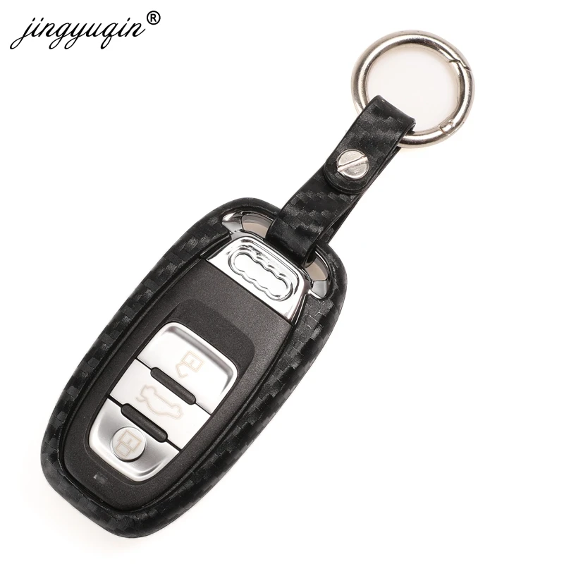 Jingyuqin-di-Protezione-Chiave-Dell-automobile-del-Carbonio-Della-Copertura-Del-Silicone-per-Audi-A4-A4L.jpg Keyforkess di Protezione Chiave Dell'automobile del Carbonio Della Copertura Del Silicone per Audi A4 A4L A5 A6 A6L Q5 S5 S7 Proteggere Shell Auto styling Caso In Fibra di - Jingyuqin di Protezione Chiave Dell automobile del Carbonio Della Copertura Del Silicone per Audi A4 A4L