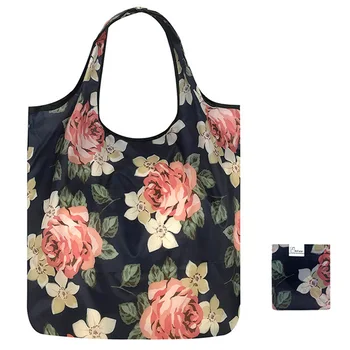 

Lightweight Eco Friendly Daily Reusable Travel Foldable Grocery Causal Printing Tote Shopping Bag Polyester Cartoon Ladies