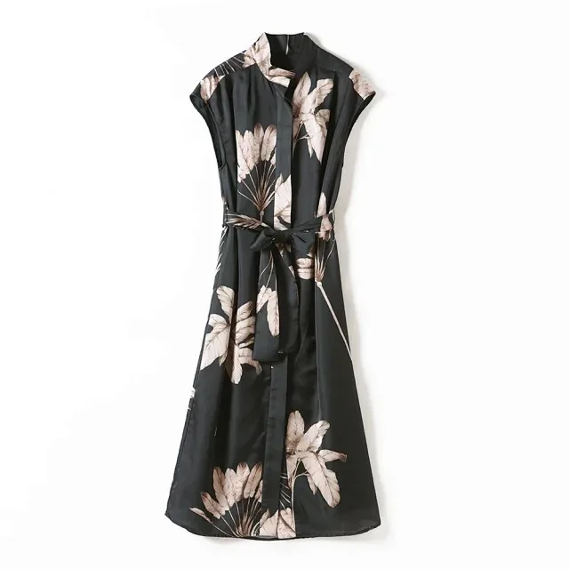 black palm print dress