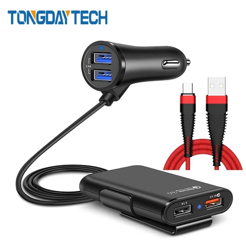 Tongdaytech автомобильное зарядное устройство USB Quick Charge 3,0 для Iphone X 7, быстрое зарядное устройство для мобильного телефона, автомобильное зарядное устройство для samsung Xiaomi Cargado