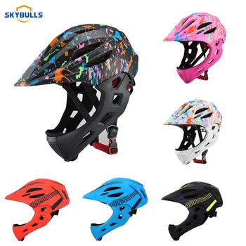 

Skybulls Full Face Bike Helmet With LED Taillight MTB Road Cycling Helmet For Kids Balance Bike Sport Gear capacete ciclismo