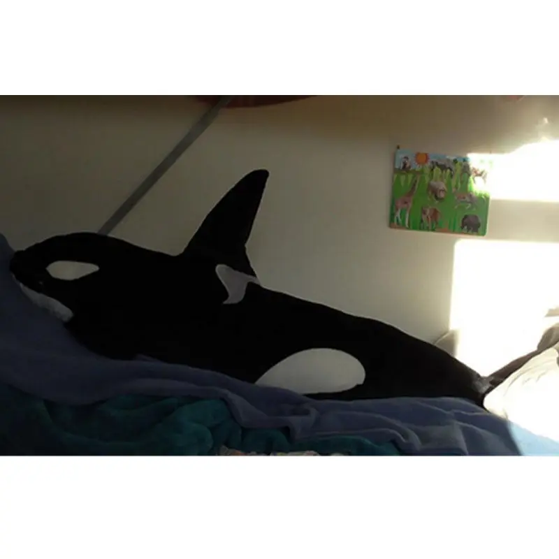 51'' Giant Big Simulation Black Shark Killer Whale Plush Toy Stuffed Animal Doll 