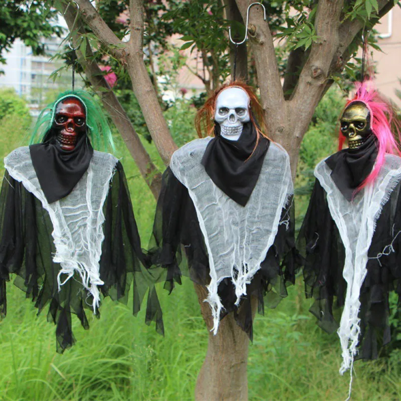 

Halloween Hanging Ghost Creepy Skeleton Face Halloween Decoration Horror Haunted House Halloween Props Party Decoration