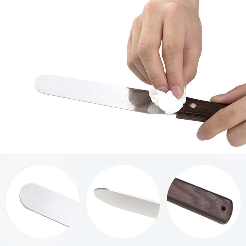 4 6 8 10 inch Spatula Cake Decorating Tools Stainless Steel Wood Handle Knife Spatula Cake Smoother Icing