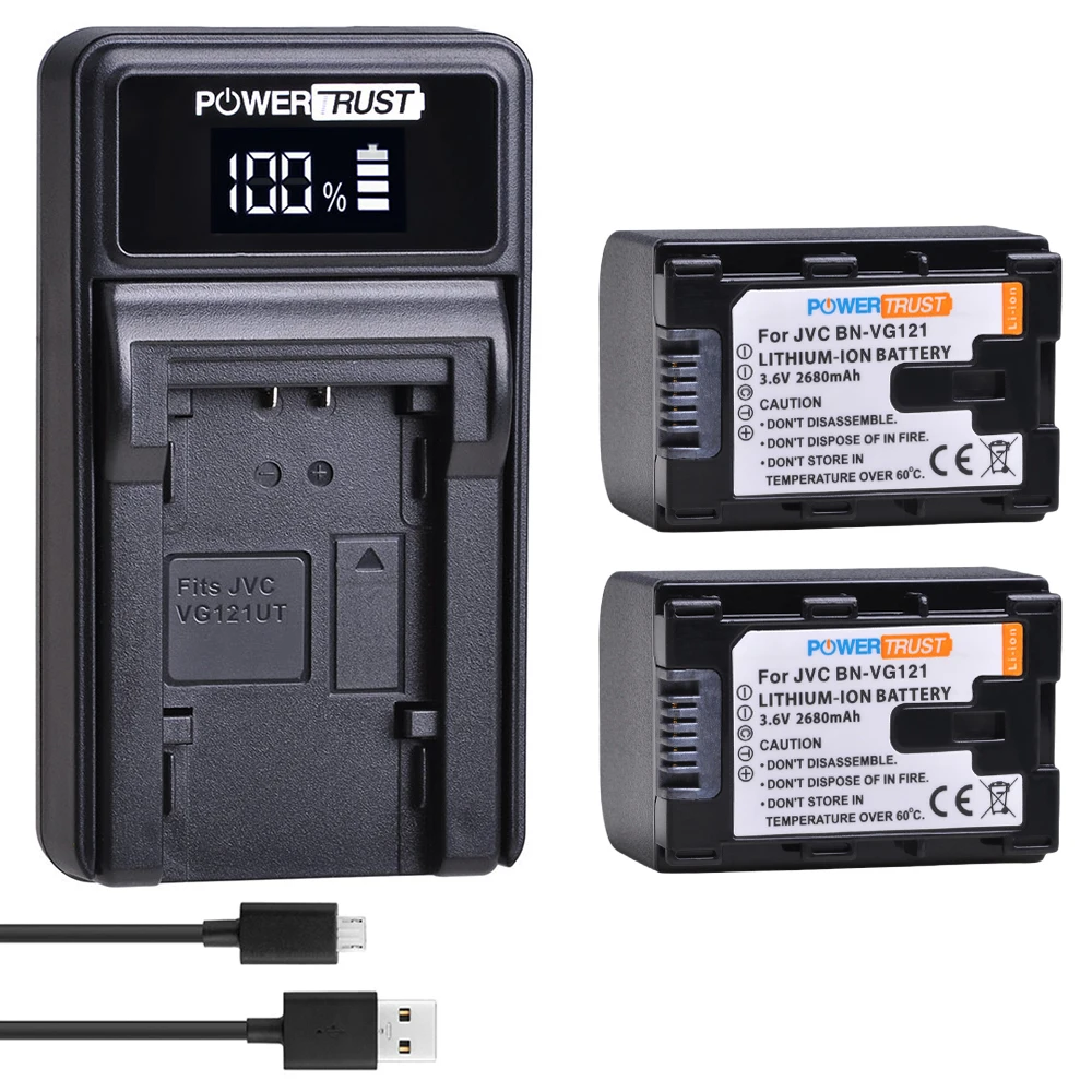 1X 2680 мАч BN VG121 VG121U VG121US аккумулятор и светодиодное USB зарядное устройство для JVC Everio