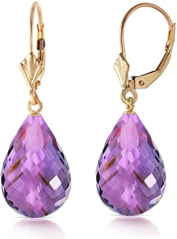 Women Earrings Delicate Gold Color Inlay Natural Amethyst Dangle Earrings for Women Wedding Engagement Jewelry