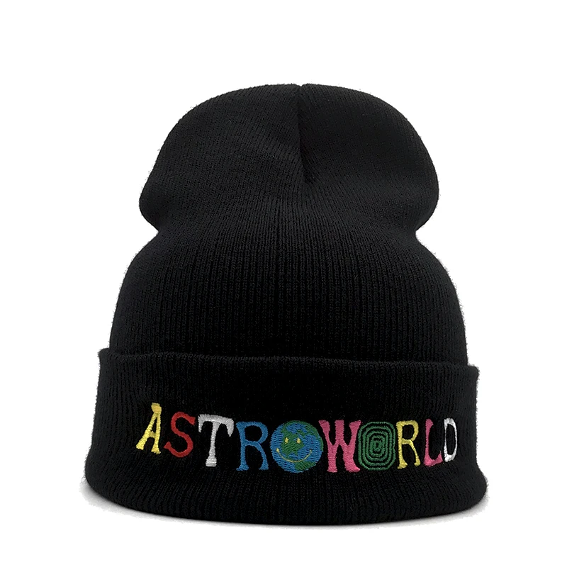 Новинка Travi$ Scott вязаная холодная шапка ASTROWORLD шапочка с вышивкой Astroworld Лыжная теплая зимняя унисекс Трэвиса Скотта Skullies Beanies