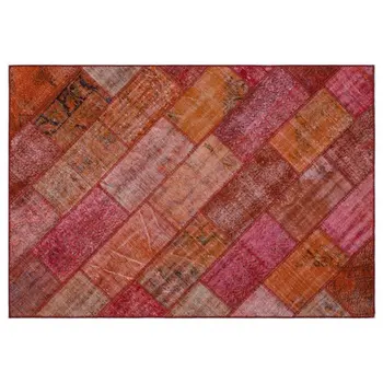 

Handmade Red Vintage Overdyed Patchwork Area Rug 160x230 Cm-5'3''X7'7''