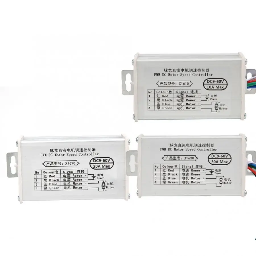 DC 9V 12V 24V 48V 60V регулируемая щетка регулятор скорости двигателя ШИМ регулятор скорости 10A/20A/30A