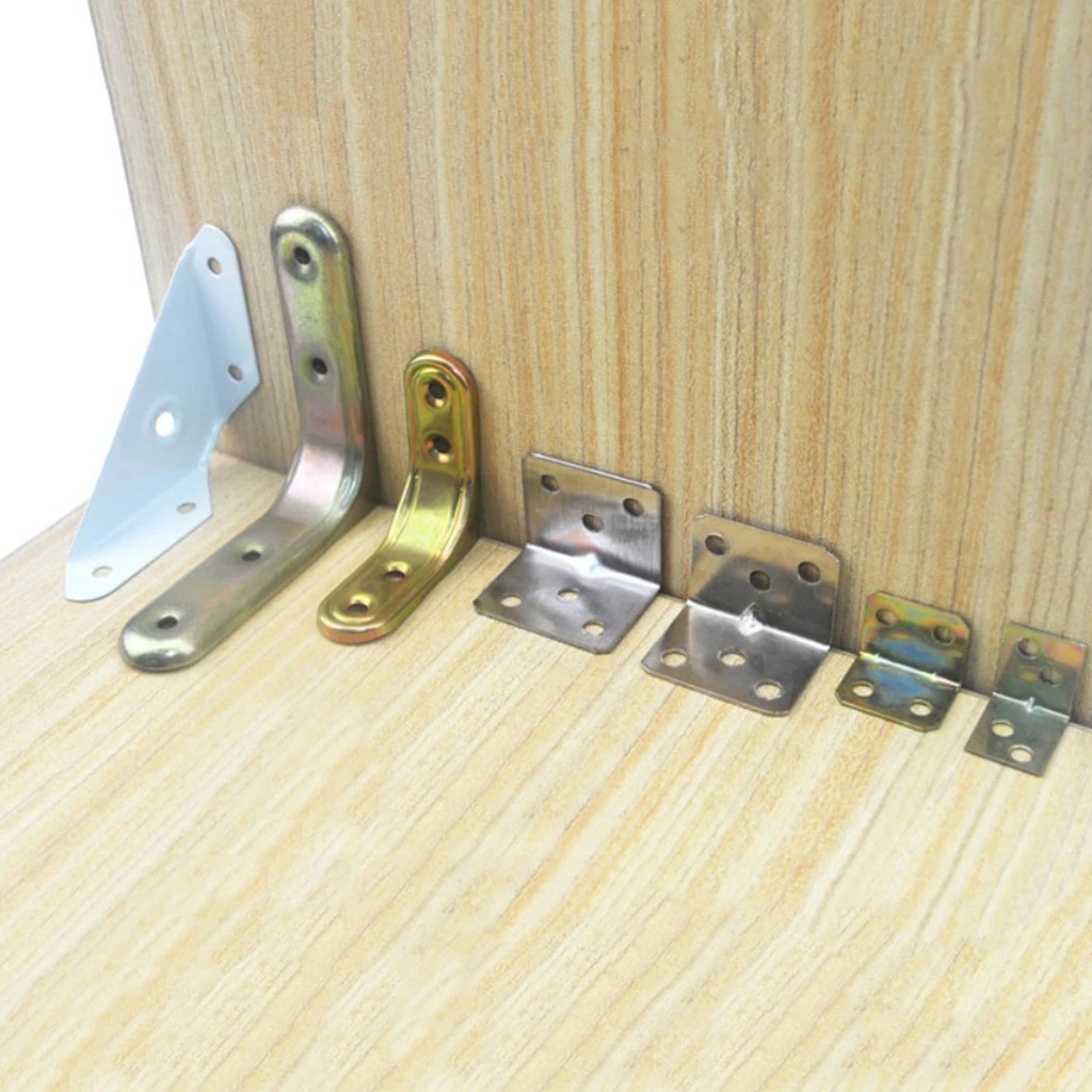 Polished Angle Bracket L Shape Corner Brace Repair Joining Support Fastener for Furniture Wood Craftment