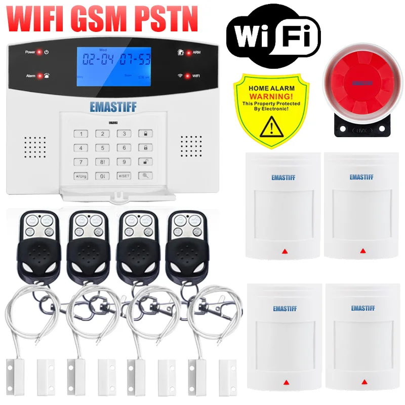 IOS Android приложение проводной беспроводной домашней безопасности ЖК PSTN wifi GSM сигнализация домофон пульт дистанционного управления Автонабор сирена датчик комплект - Цвет: G2BW WIFI Bundle P