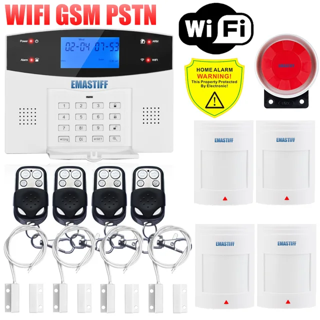 IOS Android APP Wired Wireless Home Security Tuya WIFI PSTN GSM Alarm System Intercom Remote Control Autodial Siren Sensor Kit G2BW WIFI Bundle P