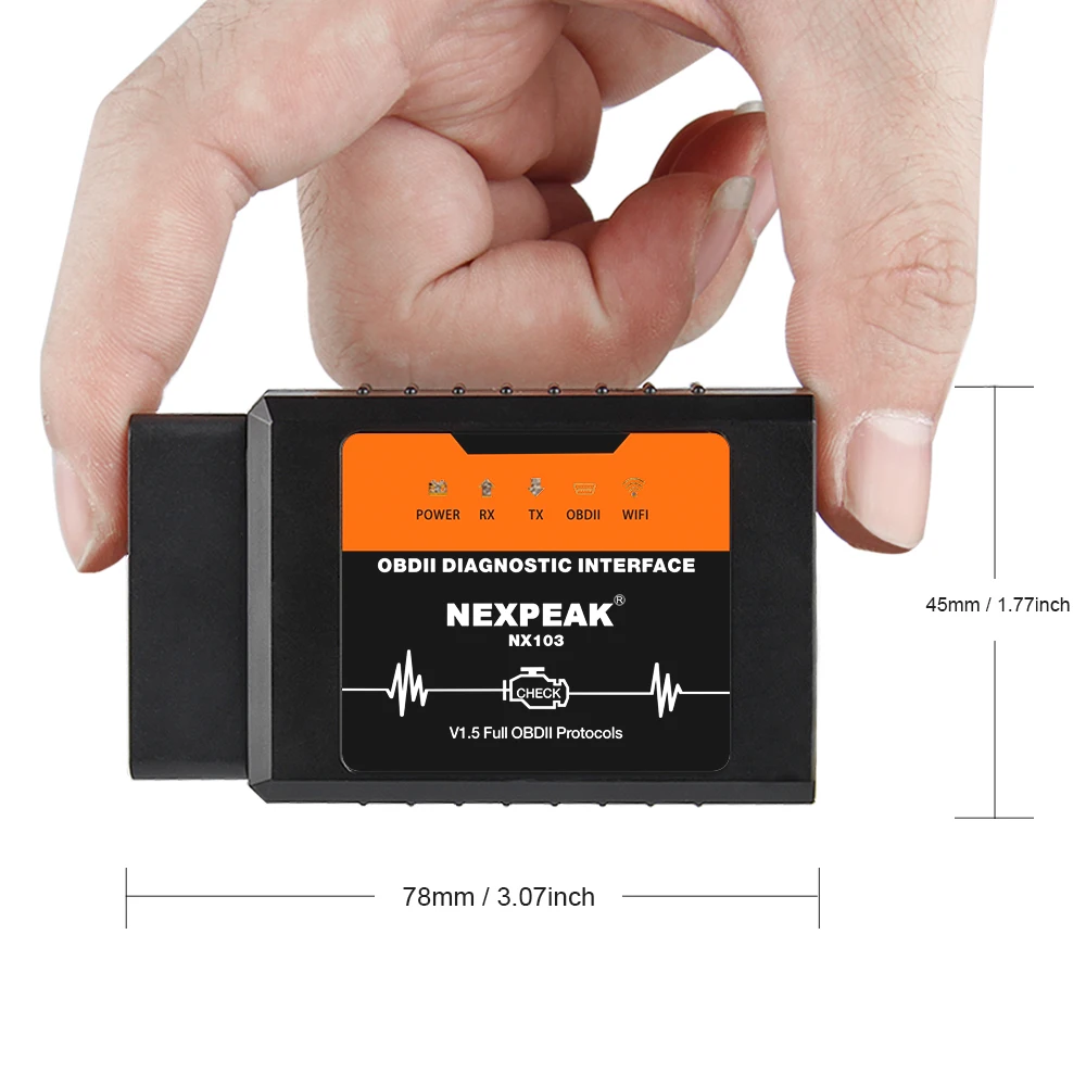 Negro Kinshops Elm327 Wireless V1.5 Obd2 Car Scanner Obdii Car Diagnostic Tester para Todos los Modelos est/ándar OBD-II