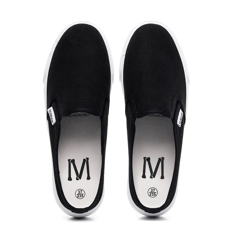 New Spring Summer  Canvas Shoes Half Slippers Casual Flat Shoes Youth High Quality Latex Insole Women Sneakers Zapatillas Mujer