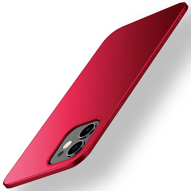 For iPhone 12 Pro Case Cyan Shockproof Hard PC Ultra Thin Frosted Cases For Apple iPhone 11 12 13 Pro Max Mini Cover Red