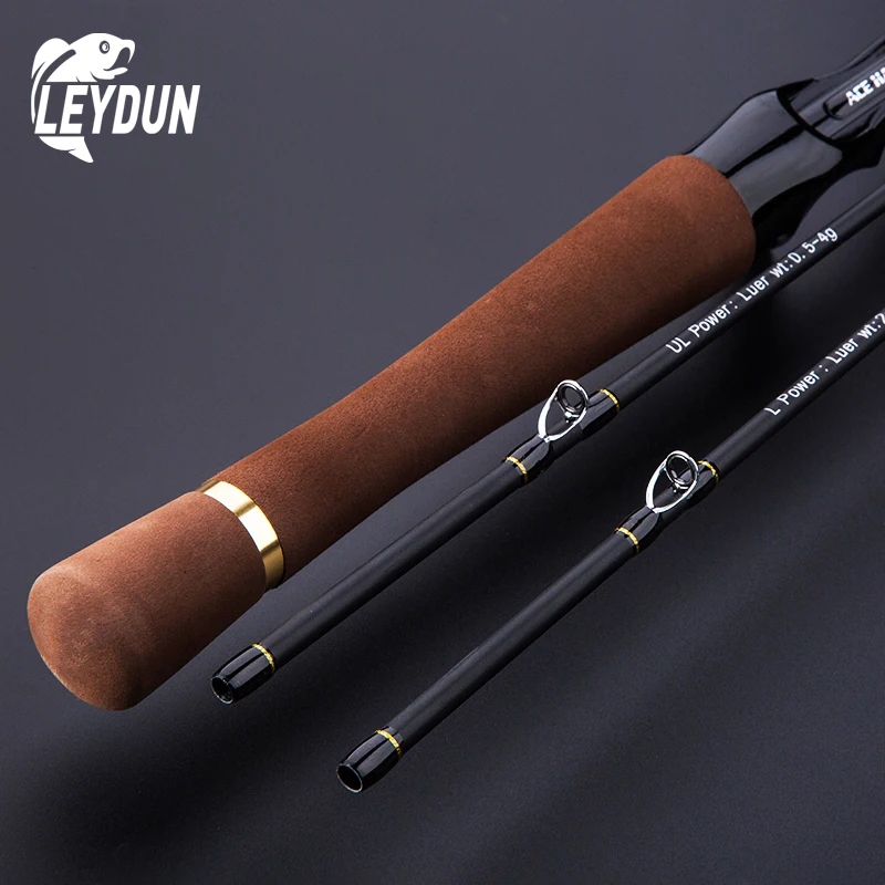 LEYDUN Micro Fishing Rods UL 3.5 Section Wood Handle Solid Top Tip  Ultralight Travel Spinning Casting Trout Feeder Ejection Rod - AliExpress