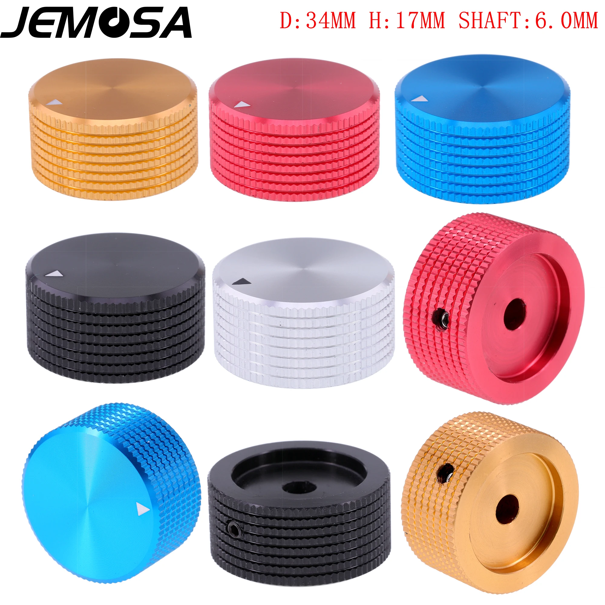 

6mm Potentiometer Volume Control Button Knob Aluminum Rotary Encoder Control Knob Diameter 34mmX17mm Amplifier Switch Knob 1PC
