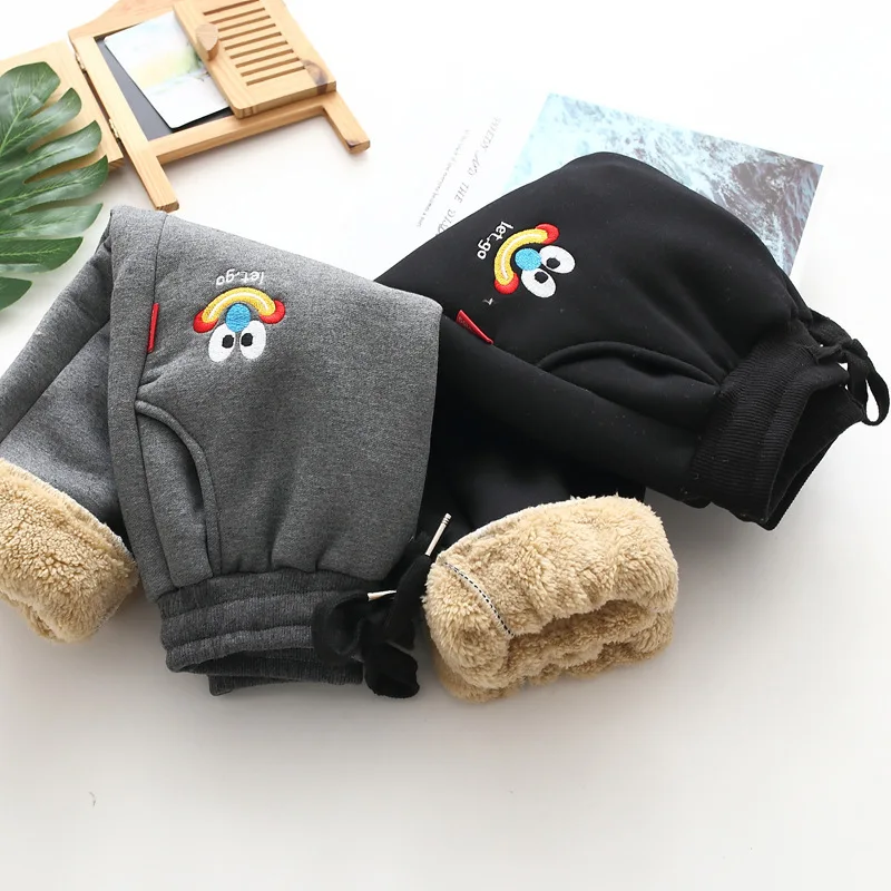 Winter Children Pants Plus Velvet Trousers For Kids Warm Boys Sport Pants Kids Sweatpants Toddler Joggers Clothing