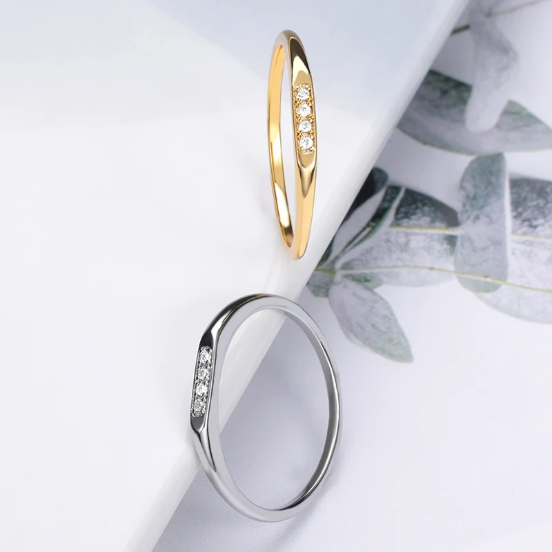 Four Small Zircon Couple Glisten Stainless Steel Finger Rings Women Wedding Jewelry wedding rings finger rings fashion rings zircon rings fashion ring couple rings stainless steel rings metal rings