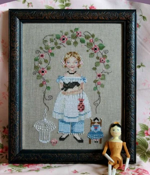 

14/16/18/25/22 COLOR AIDAFREE Shipping popular counted cross stitch set little girl and cat kitten kitty