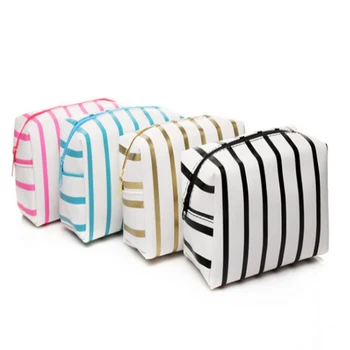

1PC Women Striped PVC Cosmetic Bag Makeup Bags Girls Travel Organizer Necessary Toiletry Bag Wash Make Up Pouch Beauty Case