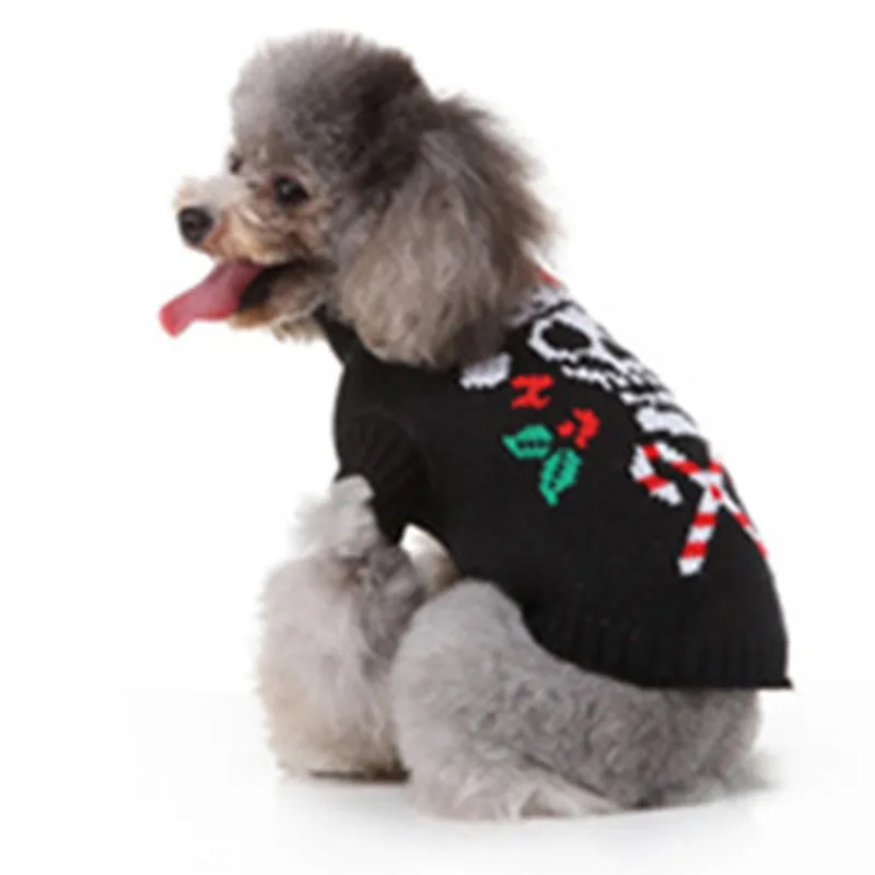 Imixlot Winter Pet Sweaters Cartoon Elk Skull Pattern Sweater Knitwear Pet Dog Warm Coat Pet Costume