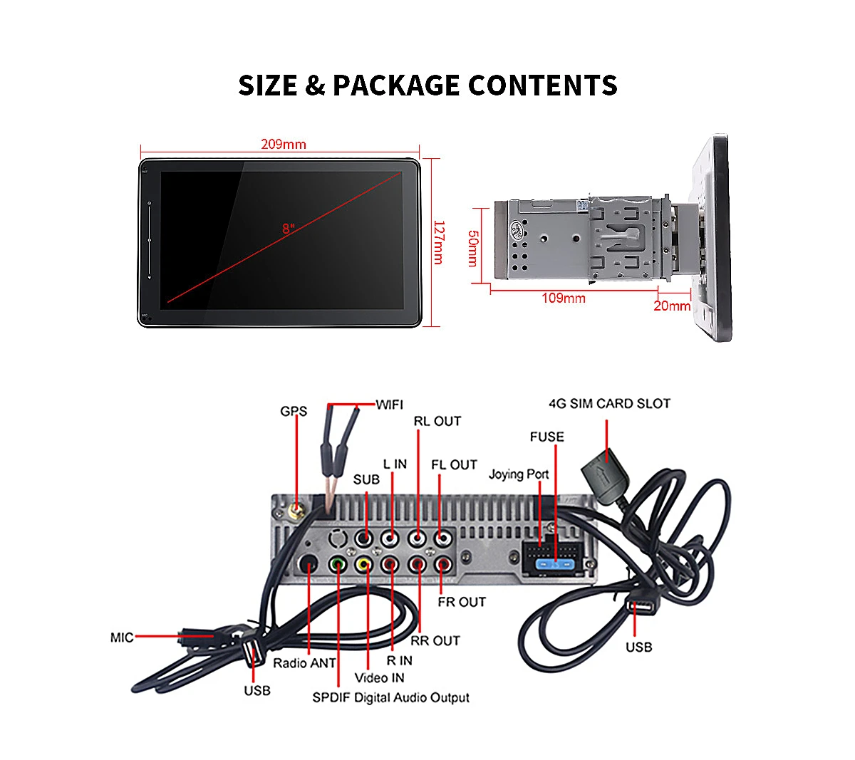 DSP 1280*720 " 1Din Android 8,1 Автомобильный мультимедийный радио gps SPDIF сабвуфер стерео Carplay 4G SIM WiFi DVR DAB OBD TPMS Bluetooth