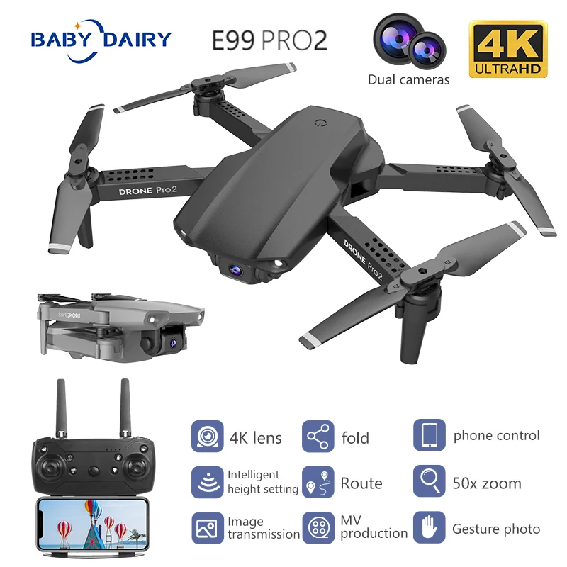 Мини-Дрон детский коптер E99 Pro2 4K 1080P 720P с двойной камерой | Игрушки и хобби