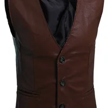 Стильная осенняя одежда, стиль, простота, универсальный мужской тонкий кожаный жилет 5891