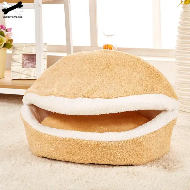 $US $9.90  Cat Bed Sleeping Bag Sofas Mat Hamburger Dog House Short Plush Small Pet Bed Warm Puppy Kennel Nest
