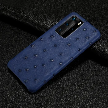 

Genuine Ostrich Leather Phone Case for Huawei P40 Pro P30 Lite Mate 20 P20 Y7 Y6 2019 Cover For Honor 30 20 Pro 10i 20i 8X 9X