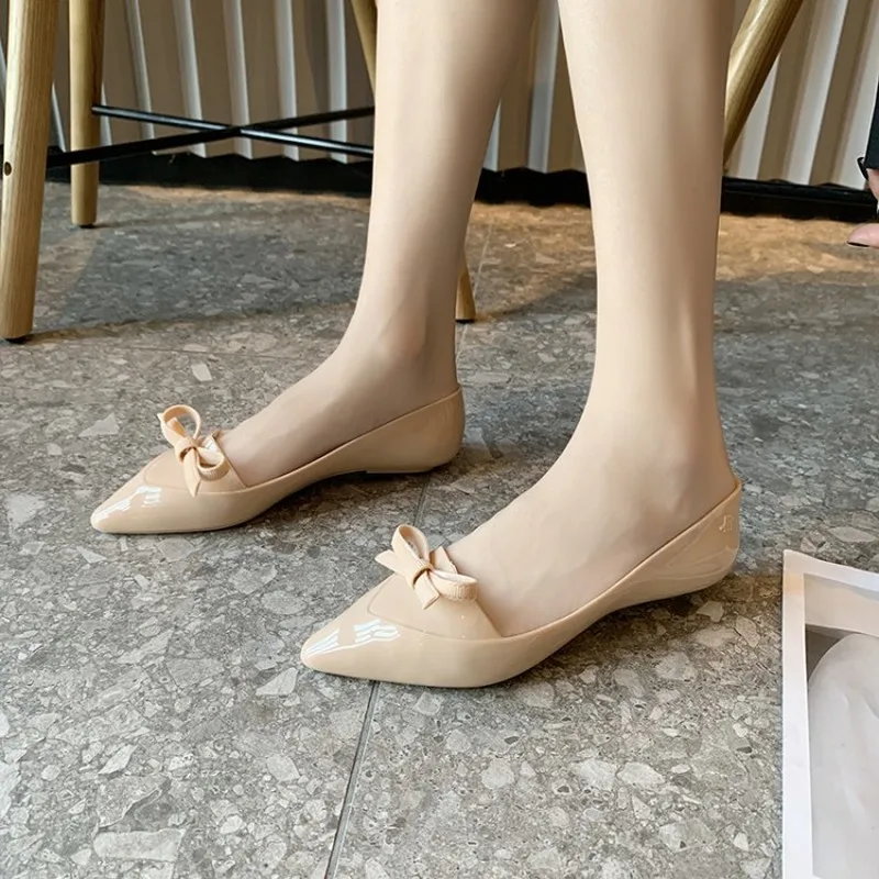 

New Arrival Flats Women Shoes Bowtie Design Loafers Patent Leather Women's Flat Heels Slip On Female Pointed Toe Footwear J16-17