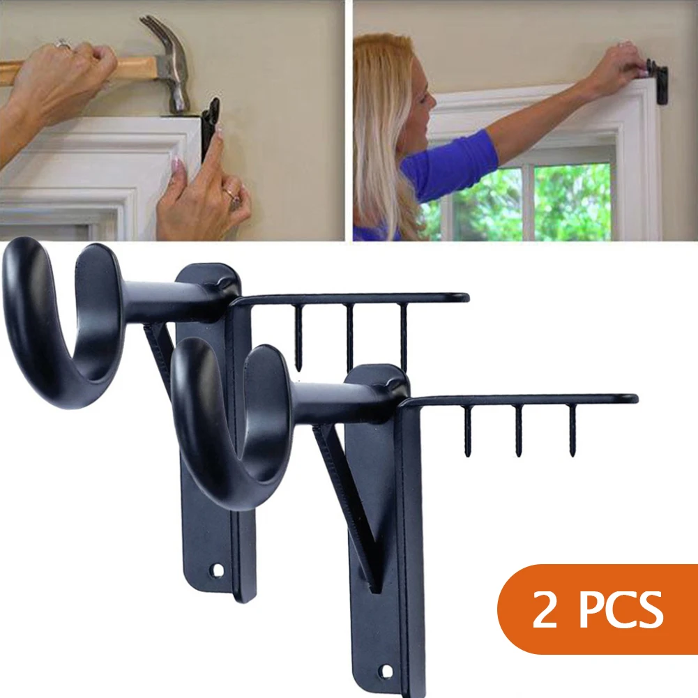 

2 PCS Double Curtain Pole Brackets For Rods Aluminum Alloy Roman Curtain Track Bracket Holder Metal Durable Base Rod Pole