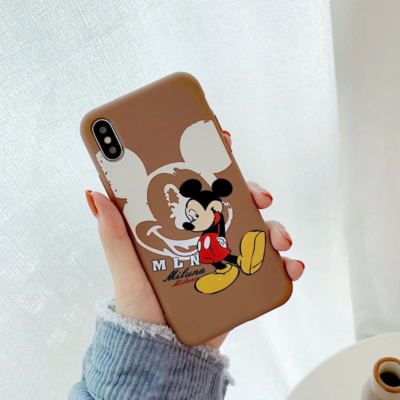 1 Милый чехол с рисунком Микки и розовой Пантеры для iphone 6 7 8 X XS Plus, силиконовый матовый мягкий чехол для телефона iphone 6 - Цвет: 1