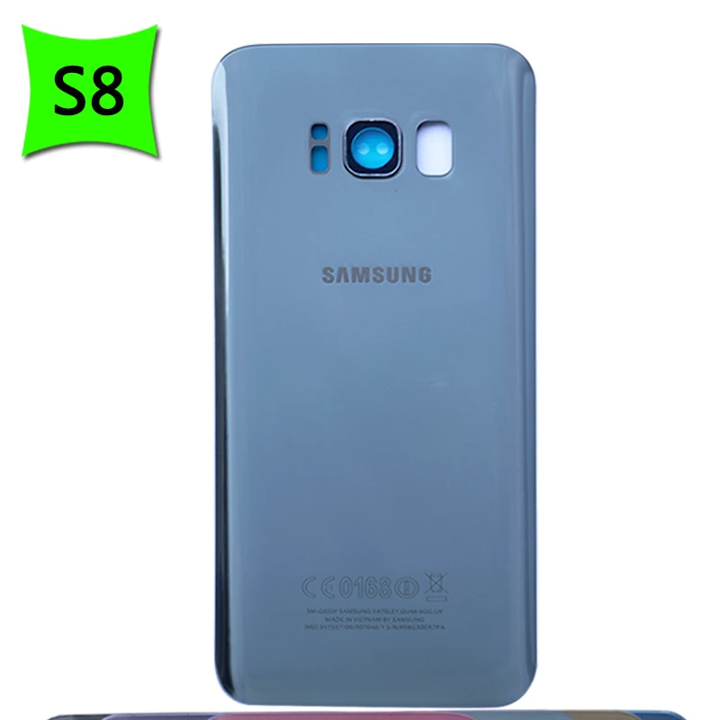 Для samsung Galaxy S8 Plus G950 G955 задняя крышка батарейного отсека стеклянный корпус для S8P S8 задняя крышка батарейного отсека - Цвет: S8 Silver with Lens