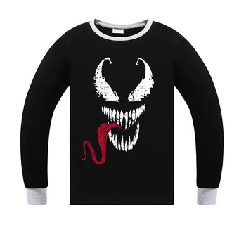 

2019 boys long Sleeve t shirt superhero Venom Deadpool new cotton children kids shirt baby boys tops tees t shirt 100%Cotton