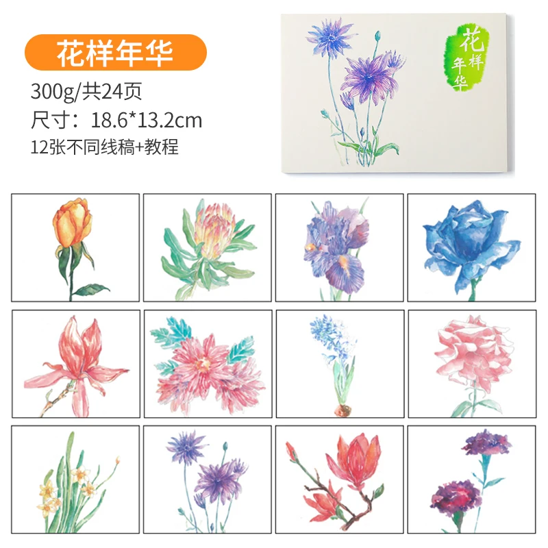 300gms 10Sheet Tutorial Watercolor Paper Book Watercolor Line Draft  Coloring Book Hand-painted Art Learn Exercises Illustration