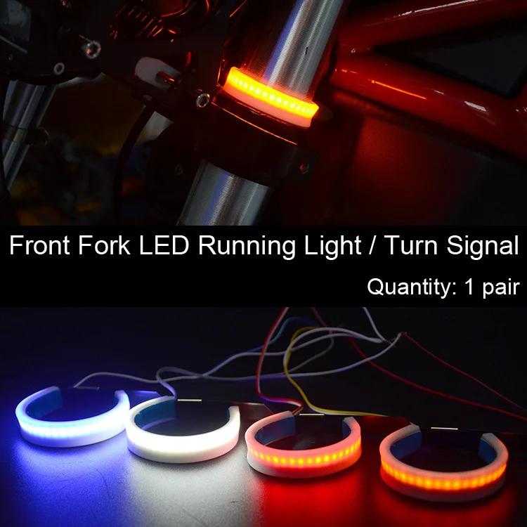 

For KAWASAKI NINJA 300R Z300 ZX6R ZX10R Z1000 Z1000SX Motorcycle Front Fork Shock Absorber LED Turn Signal Day Running Light