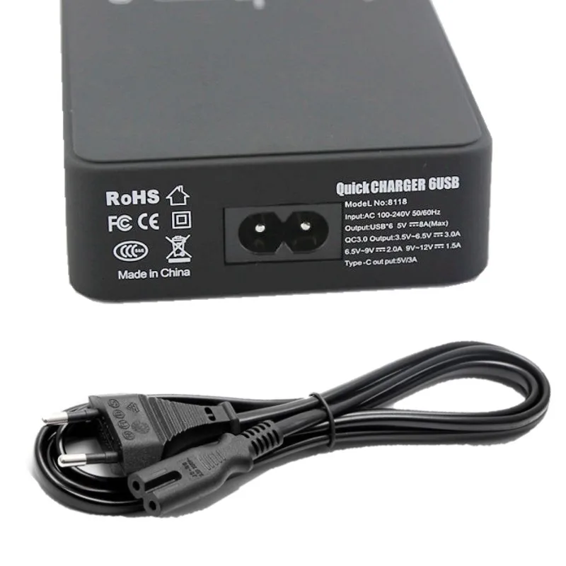 USB Зарядное устройство, 60 Вт QC 3,0 Тип для настольных ПК с Зарядное устройство: 6-Порты и разъёмы зарядка через usb станции, Зарядное устройство концентратор, несколько USB Зарядное устройство для смартфонов