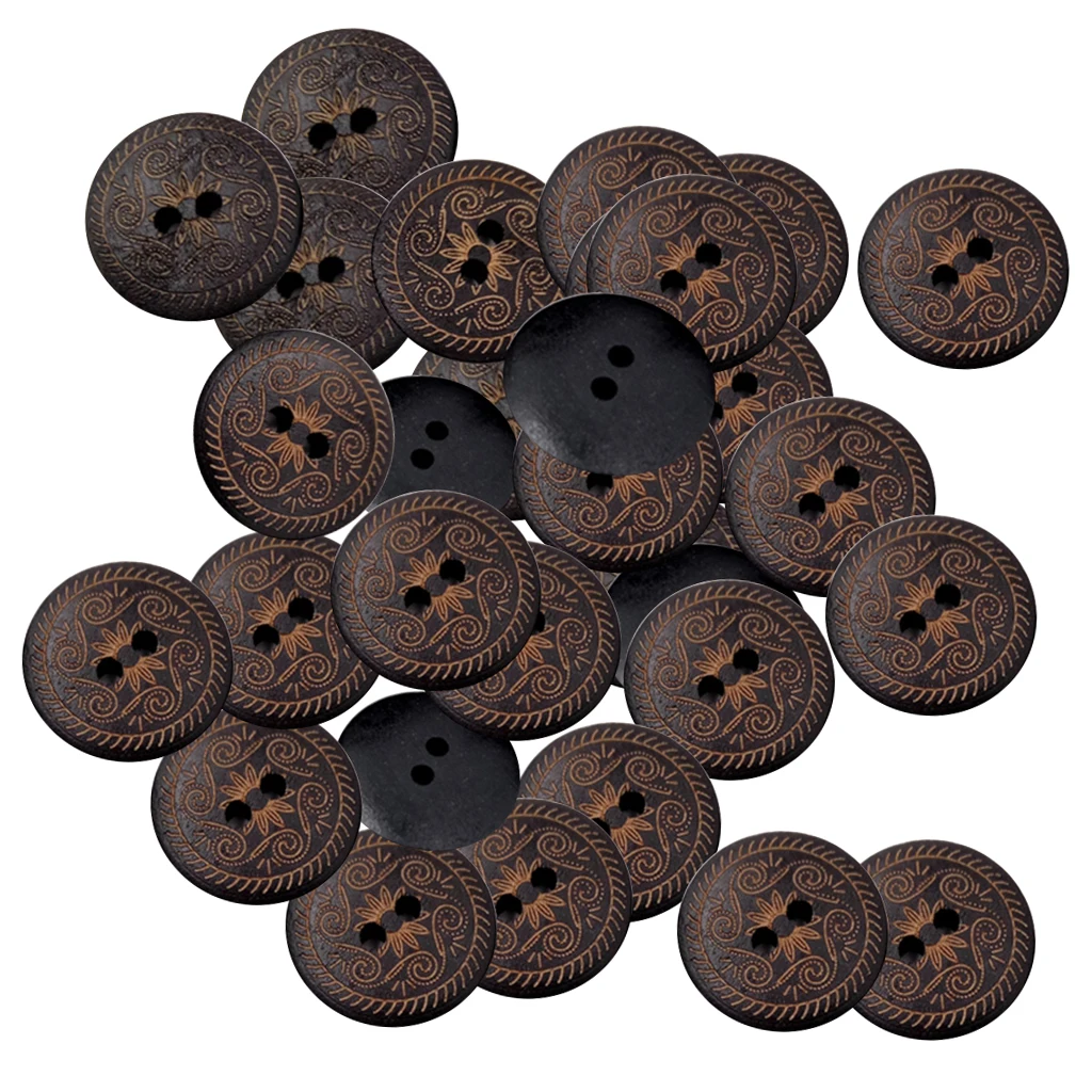 50x Brown Round 2 Holes Wooden Sewing Buttons Clothing Decoration DIY 18mm