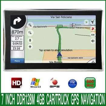 

7 inch HD Car truck OS CE6.0 800*480 MTK MS2531 GPS Navigation 800MHZ/FM/4GB/DDR 128M Newest Maps For Russia/ Europe/USA/Spain