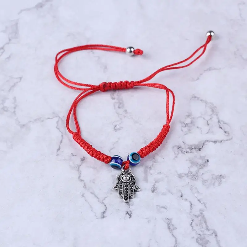 

Turkish Evil Eye Protection Kabbalah Red String Bracelets Fatima Hand Jewelry U50C