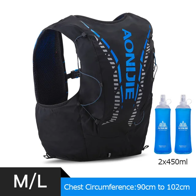 Black ML 450ml AONIJIE Расширенная кожа 12L гидратация Рюкзак Пакет сумка Жилет Мягкий водный Пузырь фляга для велоспорта Пешие прогулки Трейл бег марафон - Цвет: Black ML 450ml