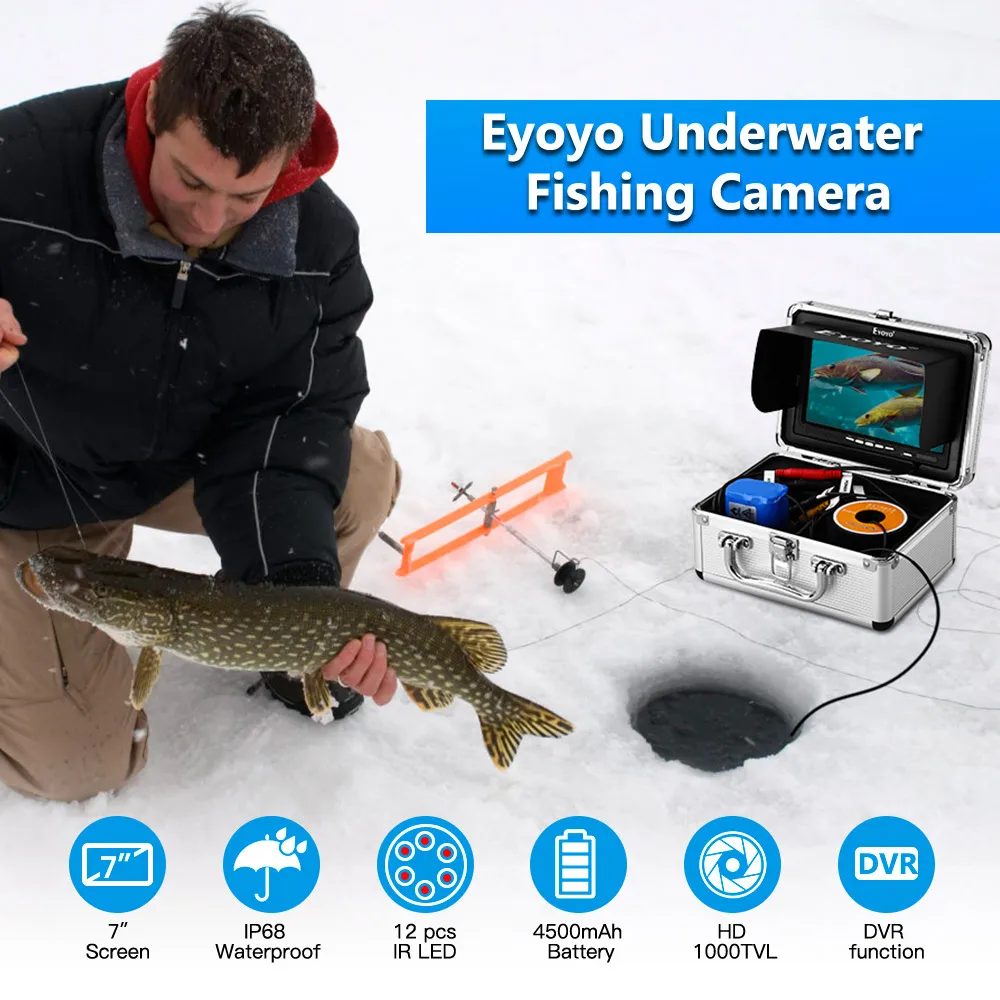 US $146.00 Eyoyo WF01 Underwater Ice Fishing Camera 12pcs Led Fishfinder Winter Fish Finder Carp Fishing Tackle Accessories Video Camera