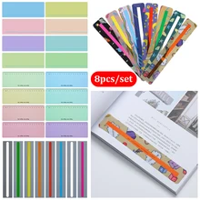 8 pçs/set criativo colorido pvc material de leitura guia tiras marcador highlighter efeito transparente marcador para presentes do miúdo