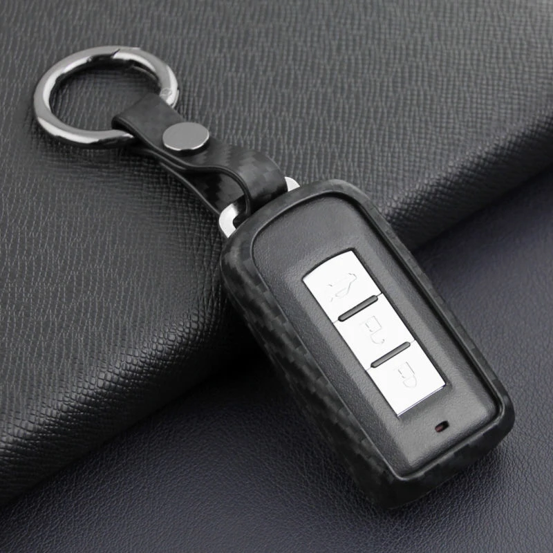 1* для Mitsubishi углеродное волокно автомобиля смарт ключ крышка/чехол для ключа держатель протектор