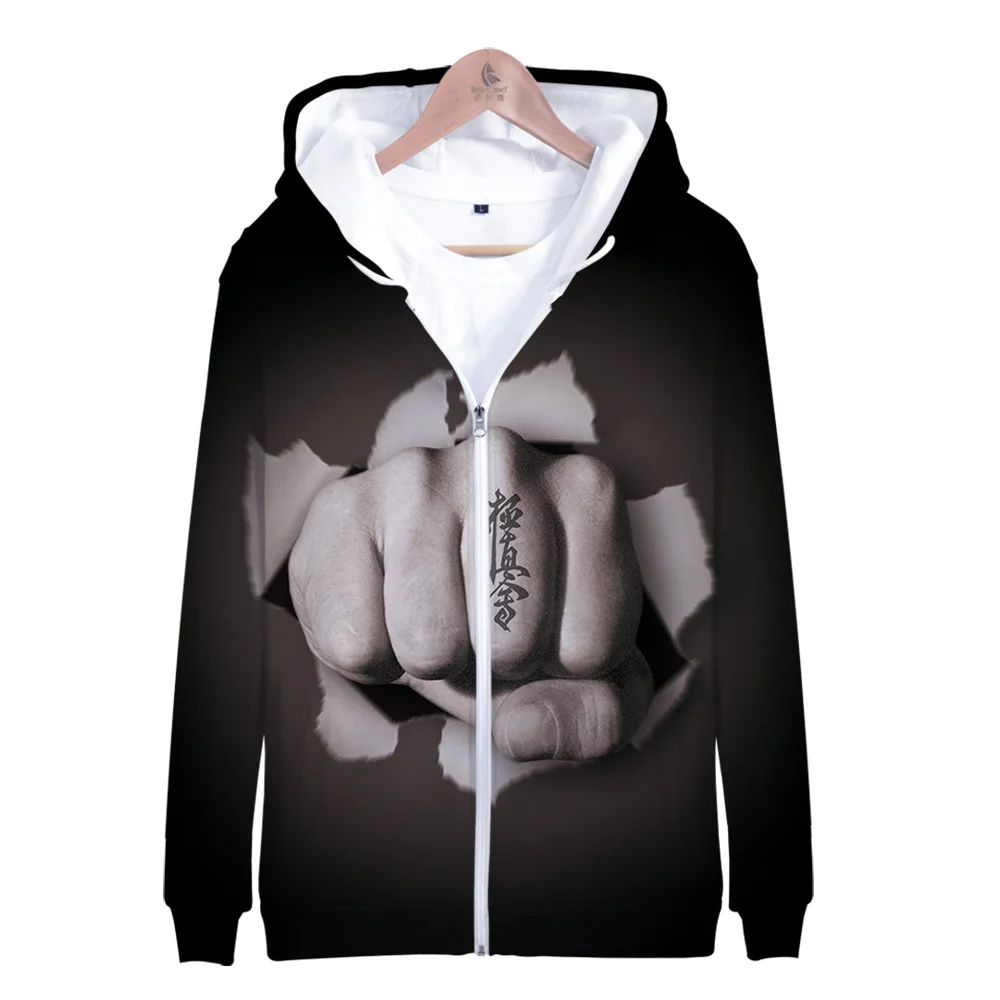 

Зимняя мужская куртка и пальто Kyokushin Karate 3D Толстовка С Карманами пуловер на молнии толстовка с капюшоном Повседневная спортивная одежда верхняя одежда