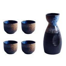  1 Set Exquisite Japanese Style Ceramics Sake Cup Sake Pot Retro Sake Set Japanese Retro Simple Ceramic Sake Cup And Pot Set 
