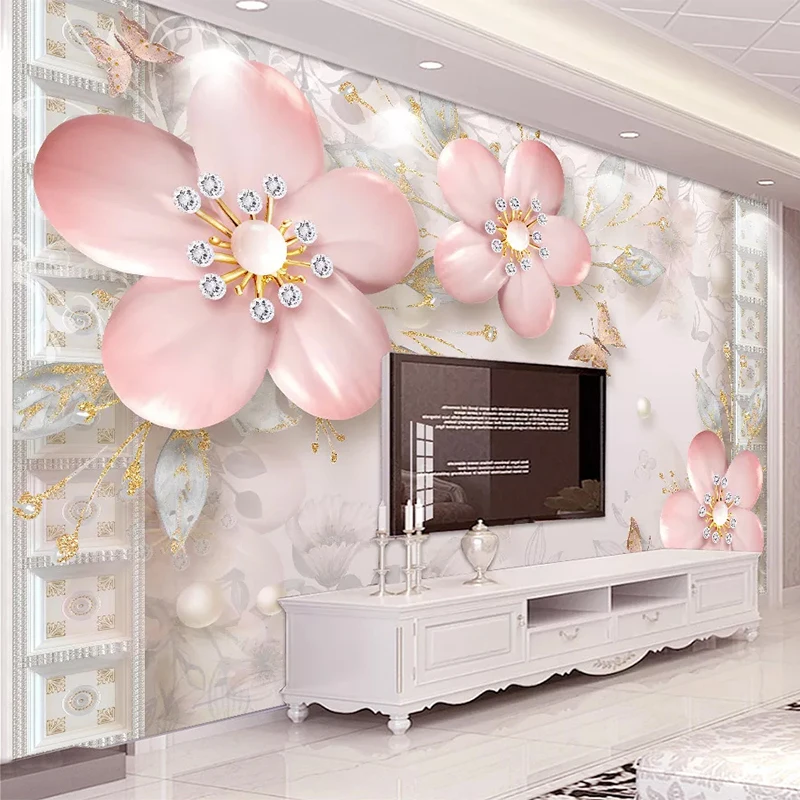 

Custom Any Size Mural Wallpaper 3D Plum Blossom Flower Wall Painting Living Room TV Sofa Home Decor PVC Waterproof Wall Stickers