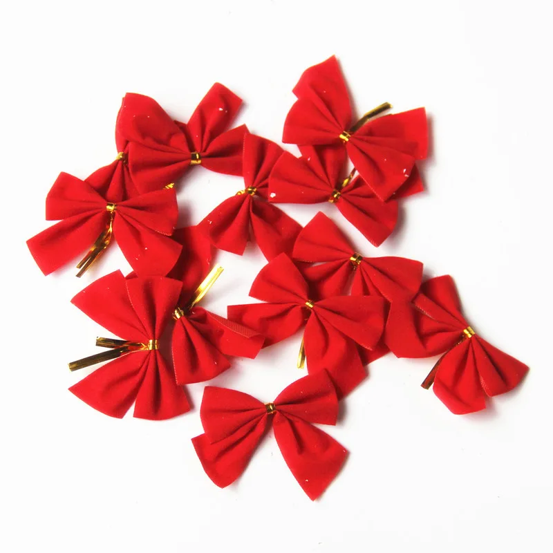 

12pcs/lots Red Pretty Bow Ornament Christmas Tree Decoration Festival Party Home New Year Christmas Decoration 5*5cm